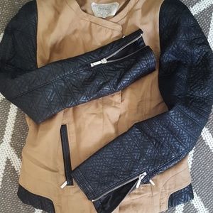 Zara canvas + faux leather jacket